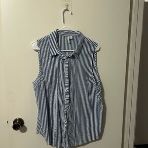 Elle Blue and White Button Down Shirt Relaxed Fit